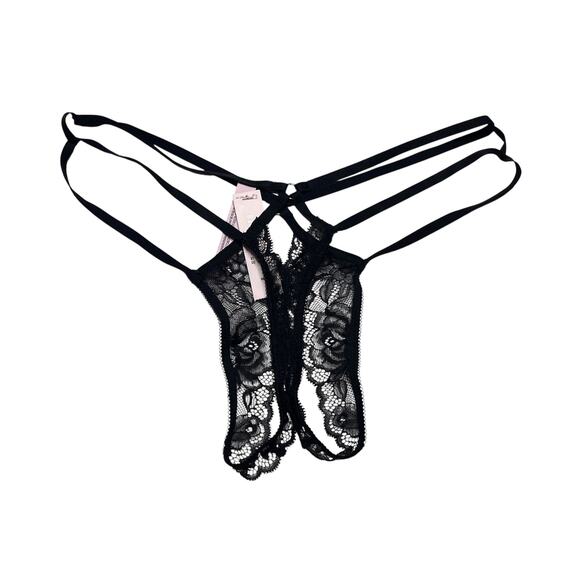 Victoria's Secret Other - Victoria's Secret Very Sexy Rose Lace Crotchless Panty Black Size Medium